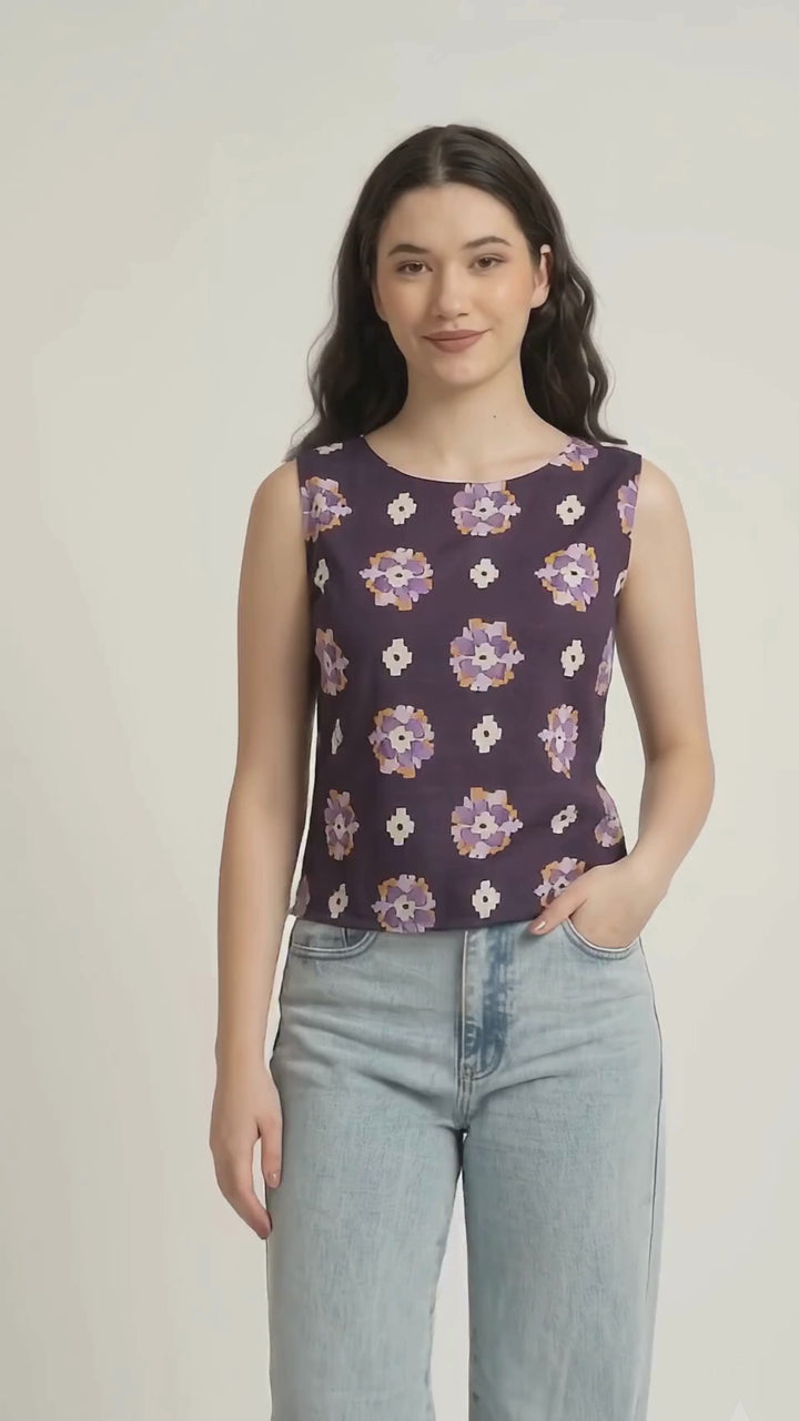Dark Purple Floral Top