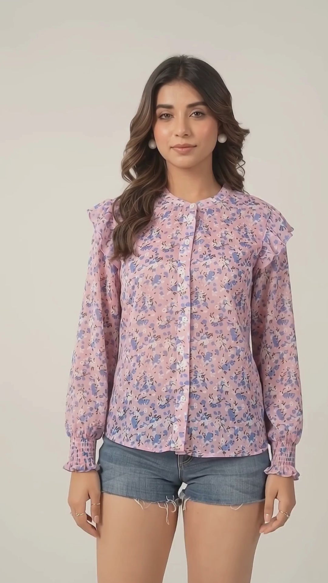 Pink Floral Chiffon Top