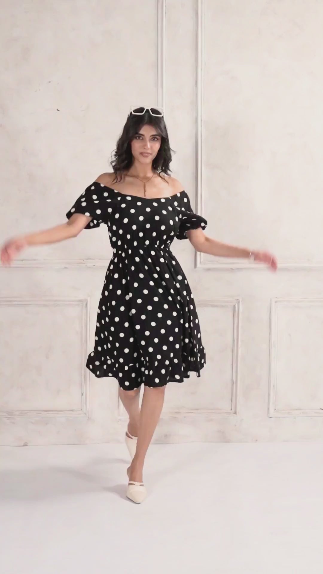 Black Polka Dot Mini Dress