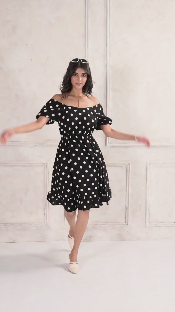 Black Polka Dot Mini Dress
