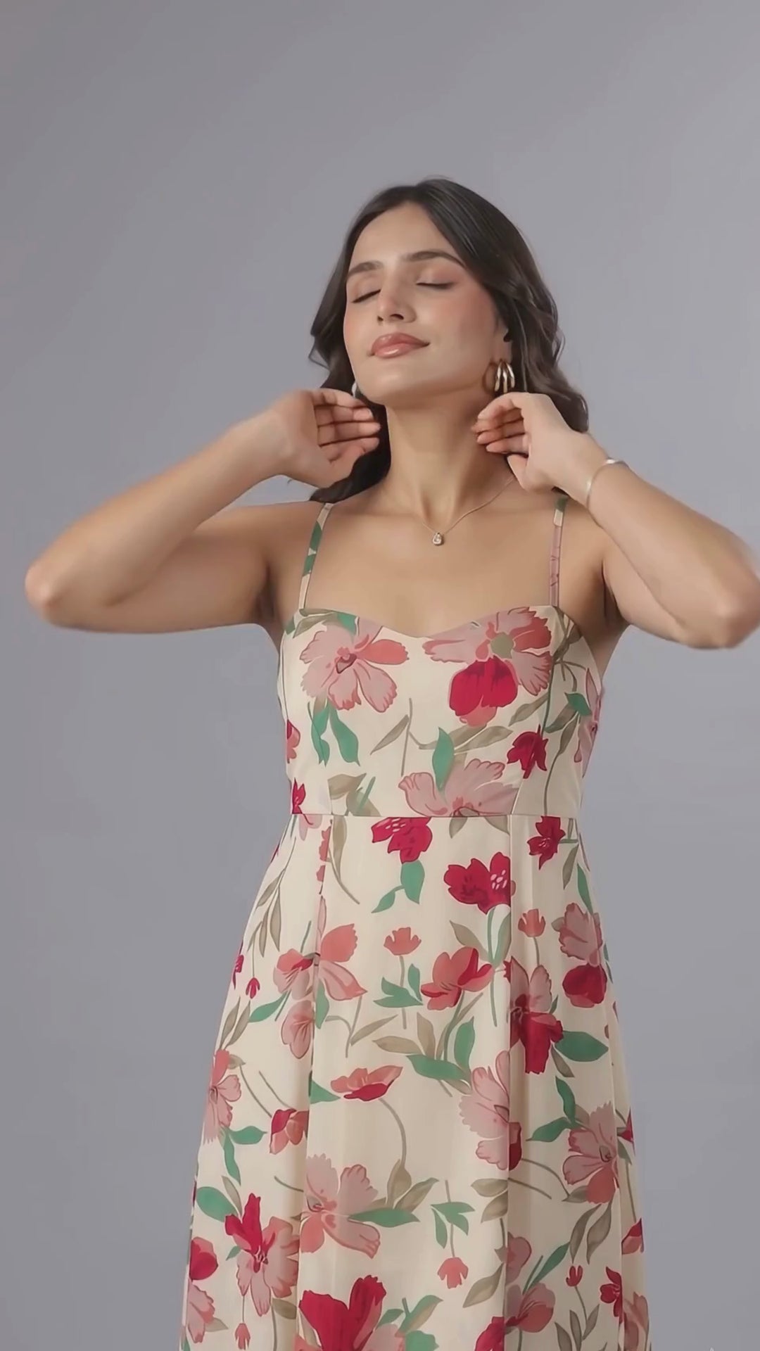 Floral Print Georgette Midi Dress