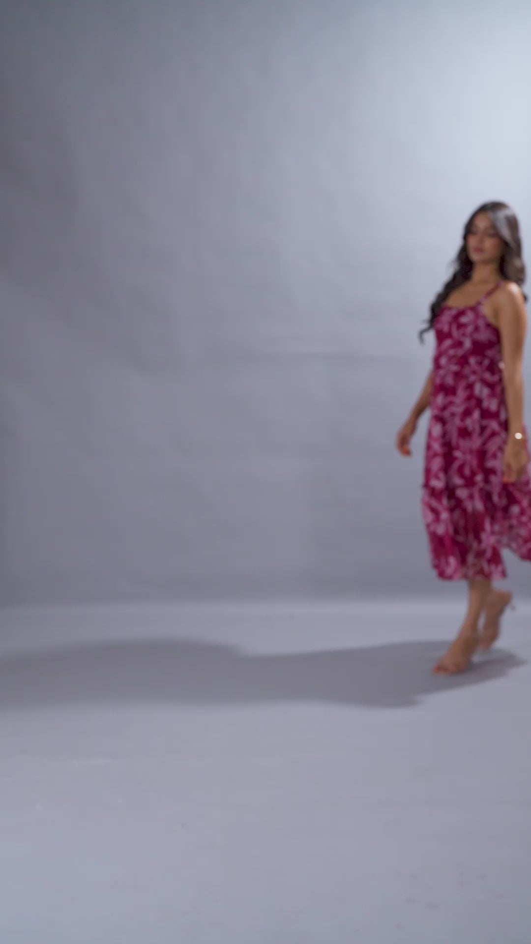 Chiffon Fit & Flare Midi Dress In Floral Print