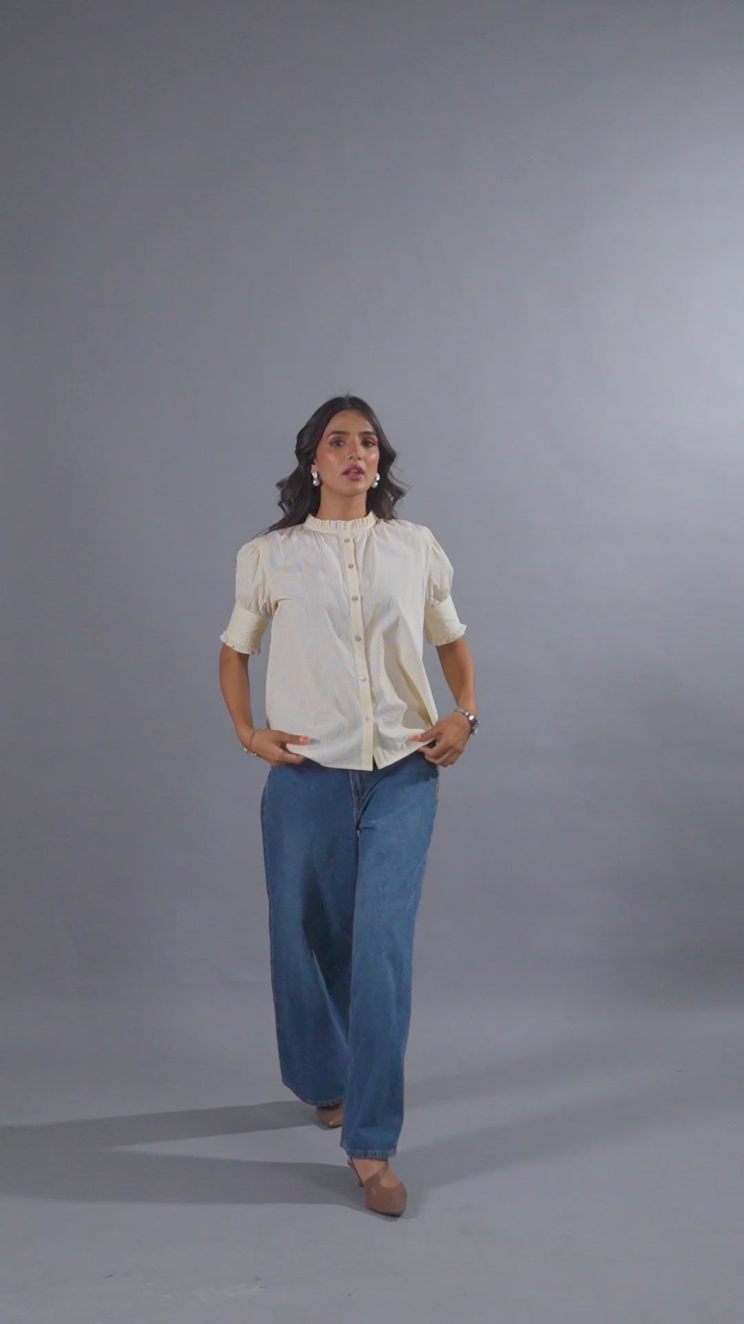 Seersucker Off White Friled Shirt