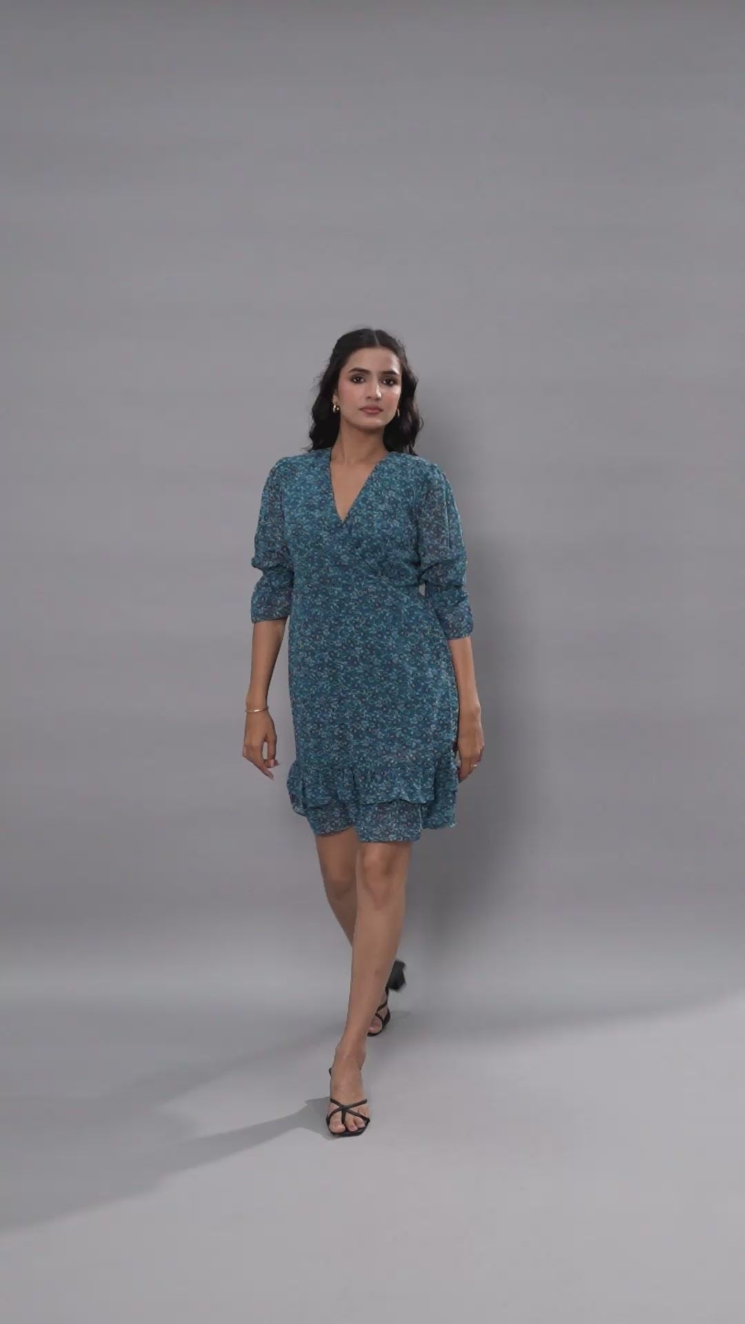 Teal Chiffon Mini Dress