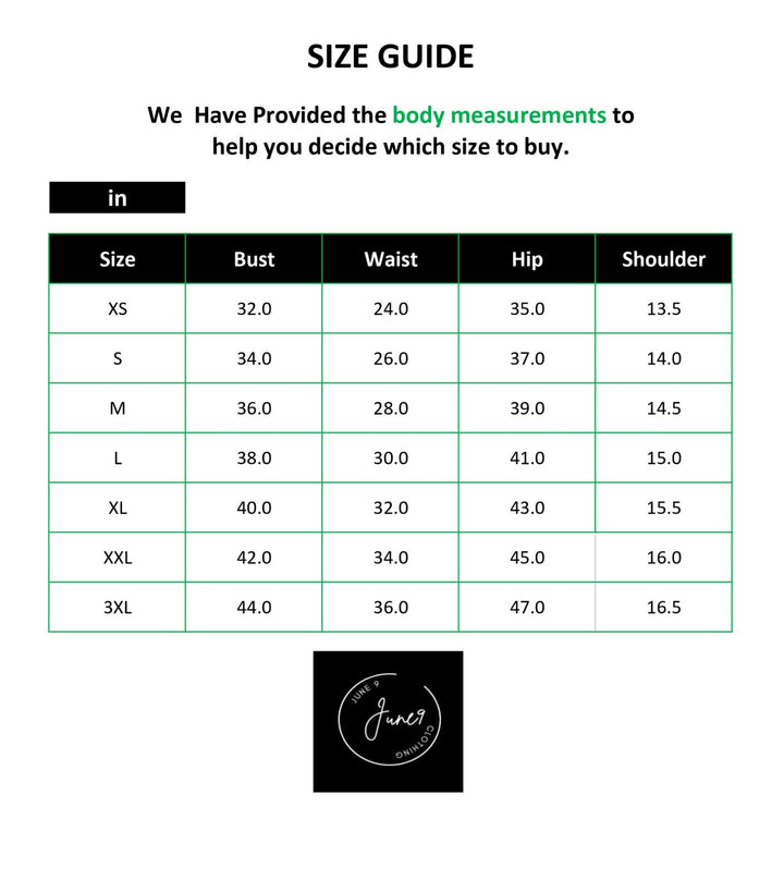 Size guide chart with body measurements for clothing, featuring the brand 'Jenner & Jensen'.